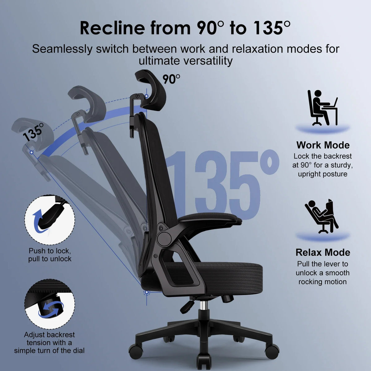 Ergonomiczny Fotel Biurowy z Zagłówkiem – widok produktu 4 | Nuvira Home