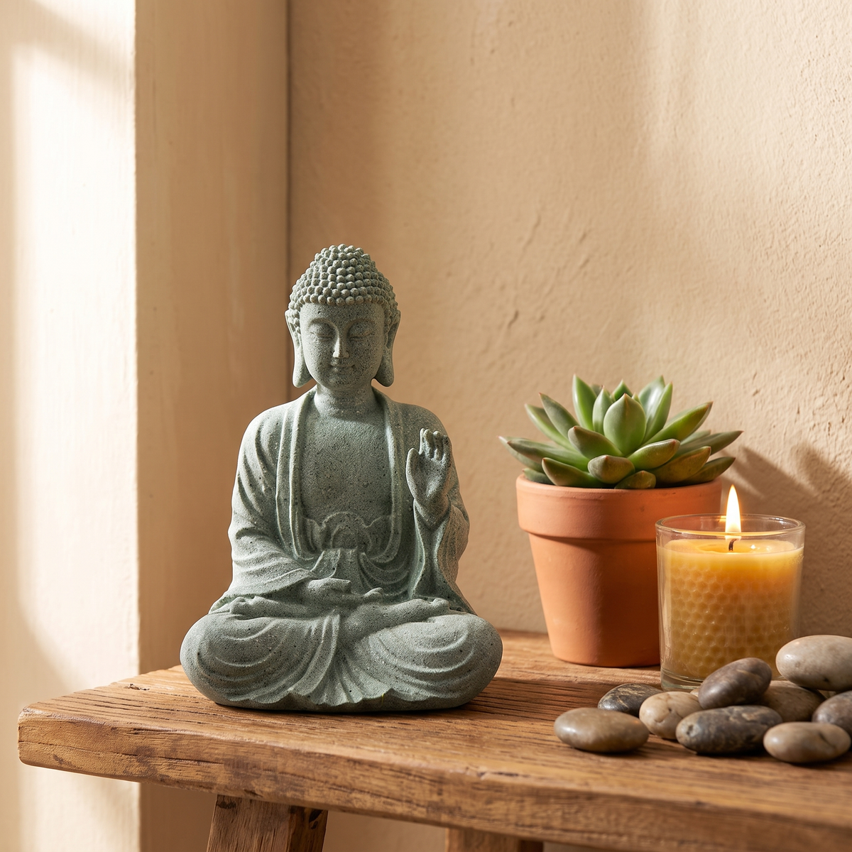 Figurka Zen Budda z Piaskowca – widok produktu 4 | Nuvira Home