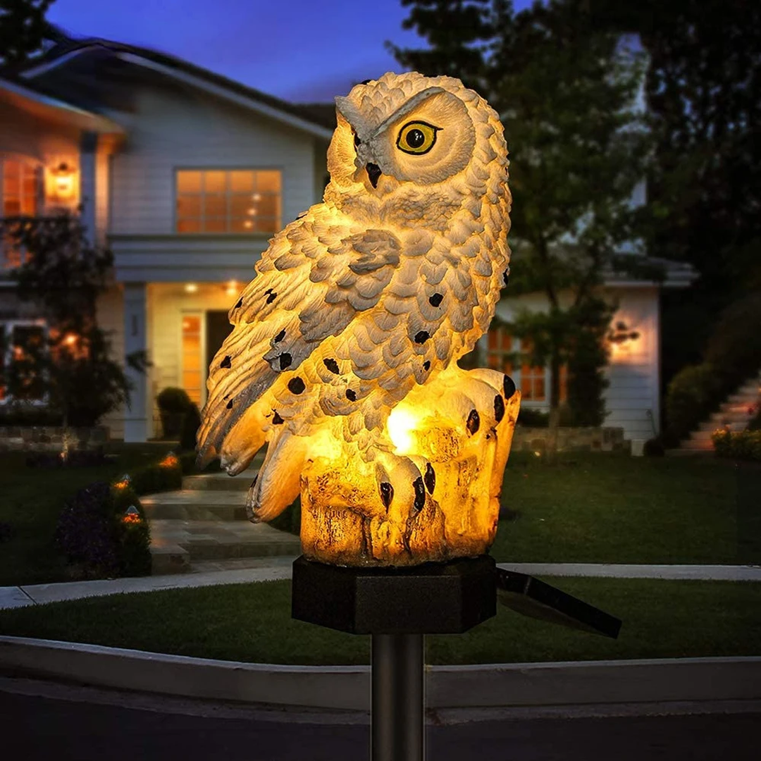 Zewnętrzna Solarna Lampa LED W Kształcie Sowy – widok produktu 2 | Nuvira Home