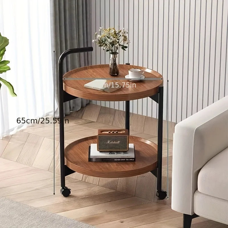 Dwupoziomowy Drewniany Stolik Pomocniczy na Kółkach – widok produktu 9 | Nuvira Home