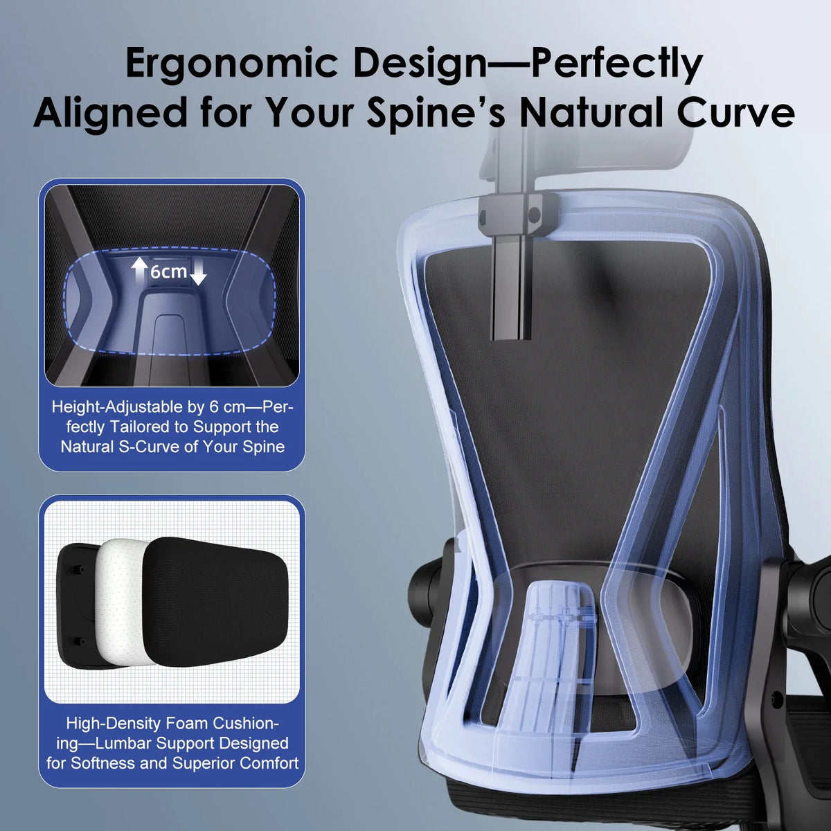 Ergonomiczny Fotel Biurowy z Zagłówkiem – widok produktu 5 | Nuvira Home
