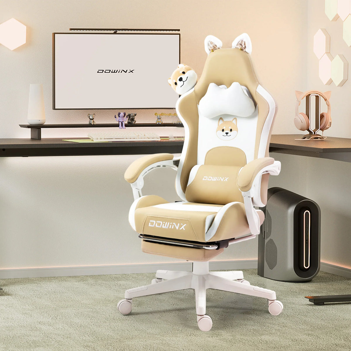 Fotel Gamingowy z Kocimi Uszami i Podnóżkiem – widok produktu 12 | Nuvira Home