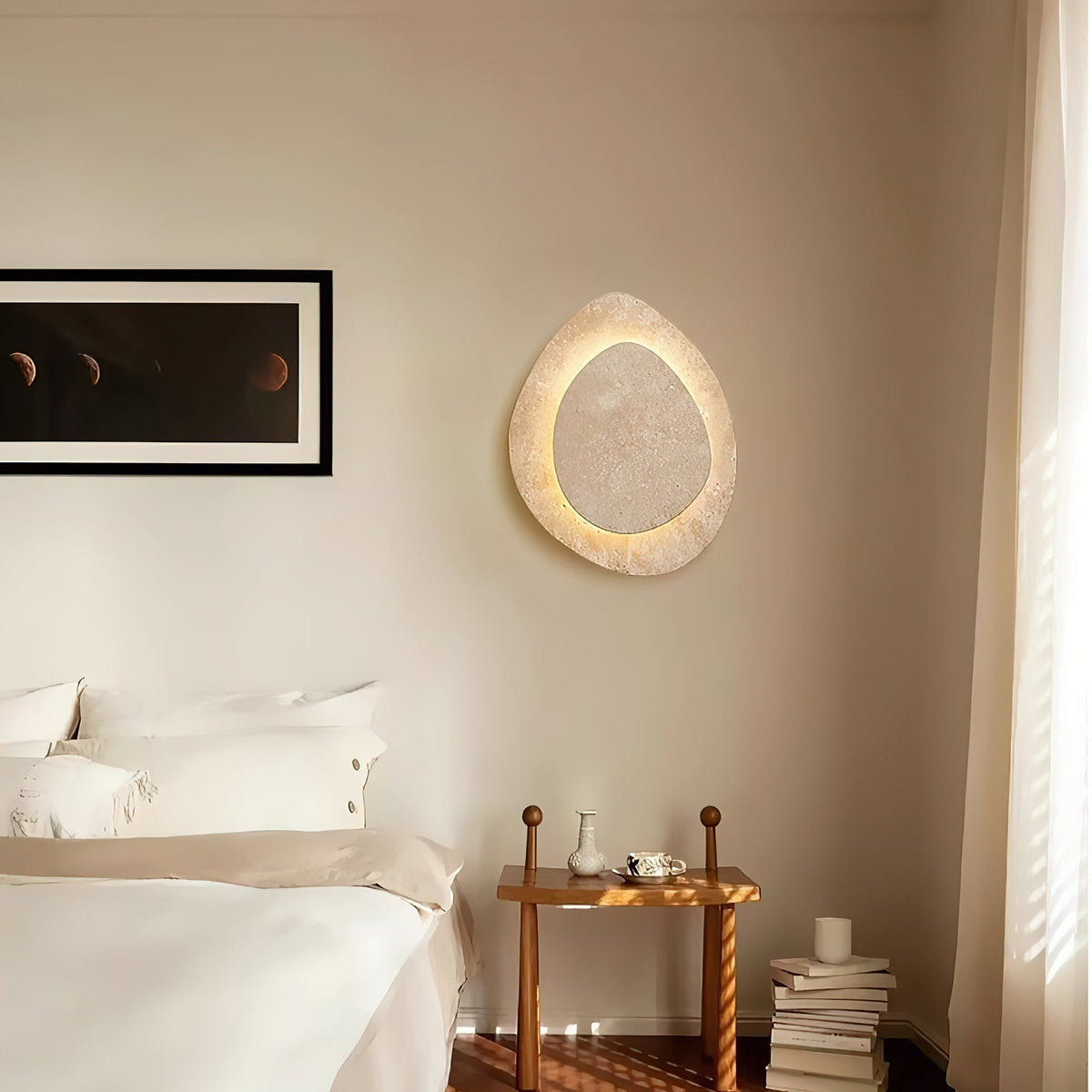 Kinkiet Minimalistyczny z Trawertynu z Wbudowanym LED – widok produktu 6 | Nuvira Home