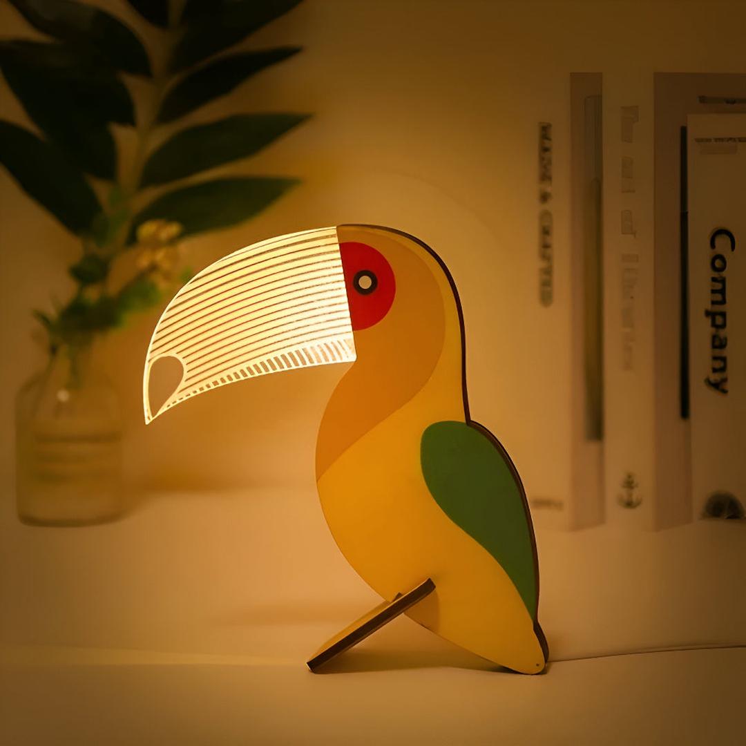 Lampa Stołowa LED – Drewno i Akryl Design Zwierzęcy – widok produktu 1 | Nuvira Home