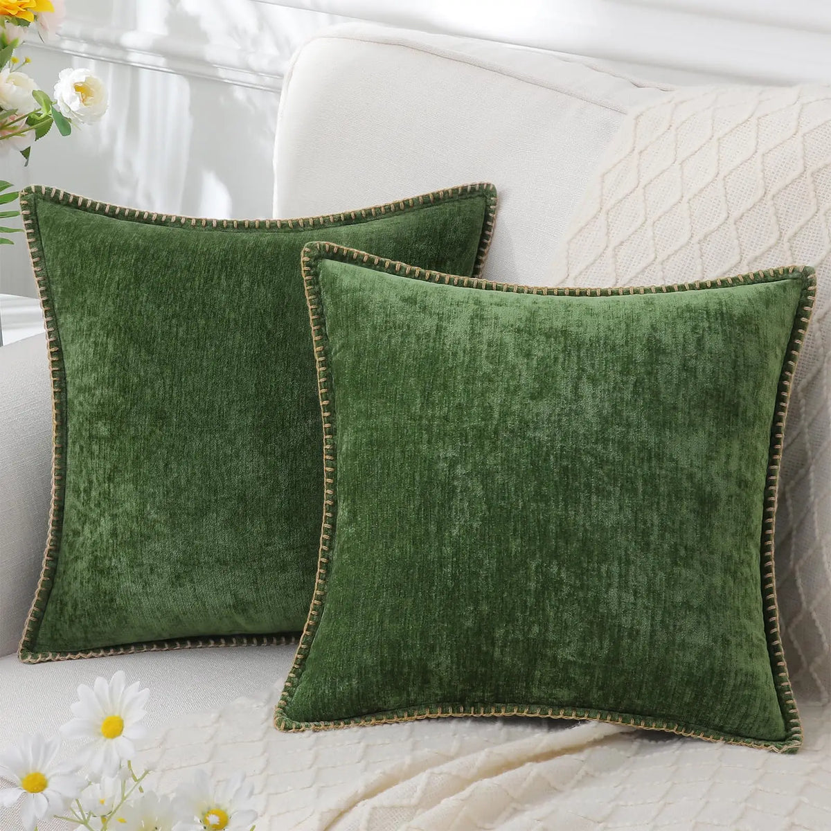 Szenilowa Poszewka na Poduszkę z Przeszyciem – widok produktu 3 | Nuvira Home