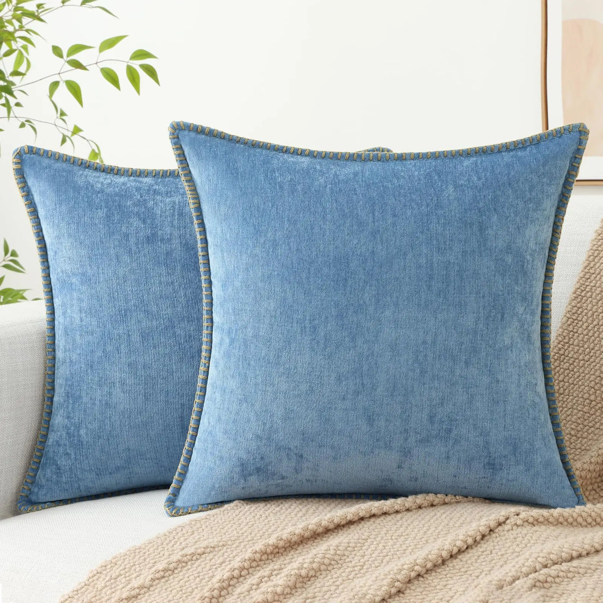 Szenilowa Poszewka na Poduszkę z Przeszyciem – widok produktu 10 | Nuvira Home