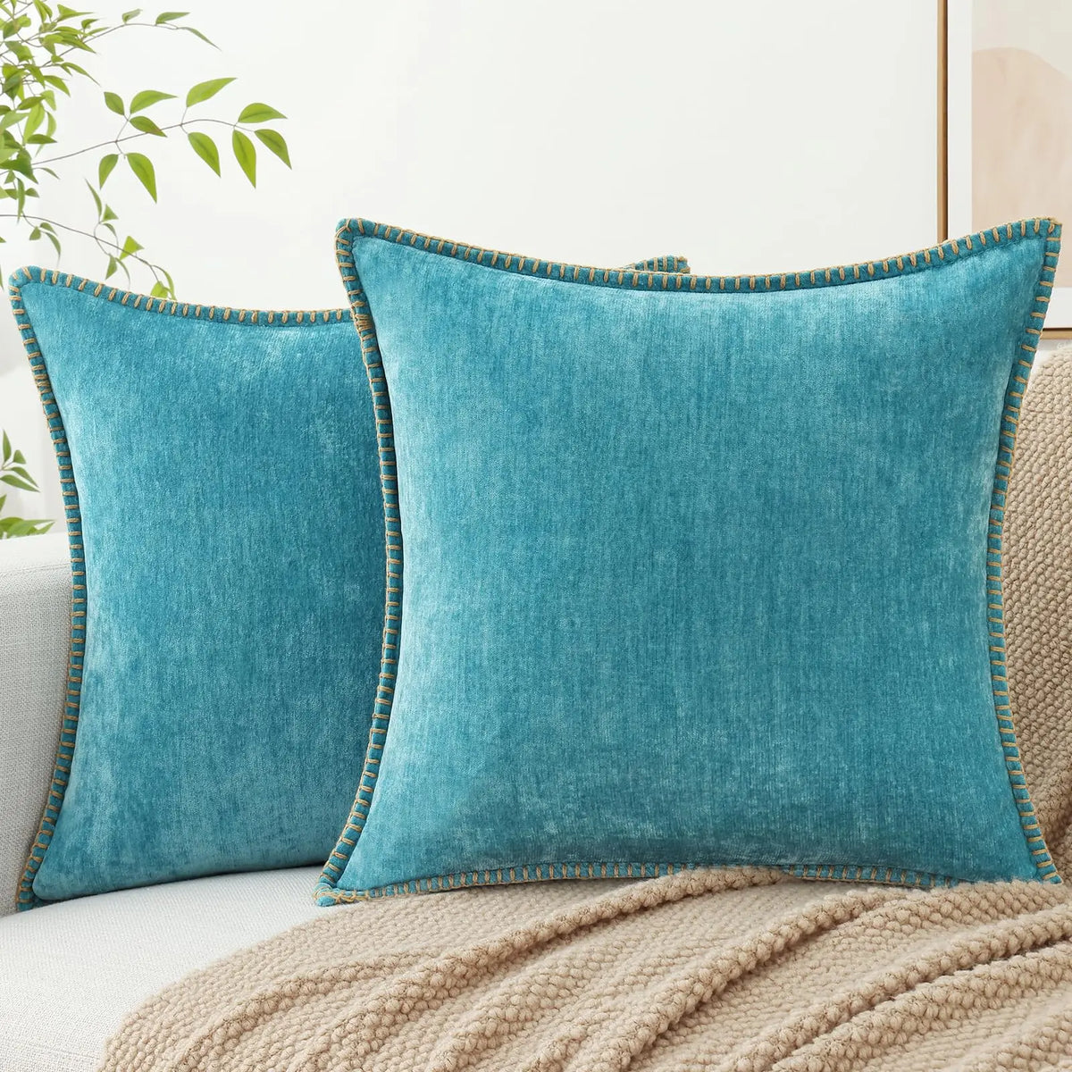 Szenilowa Poszewka na Poduszkę z Przeszyciem – widok produktu 16 | Nuvira Home
